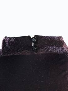 SHEIN BAE Tied Backless Glitter Crop Top - Chocolate Brown - View 7