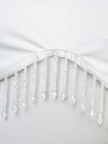 SHEIN BAE Beaded Fringe Hem Cut Out Shoulder Crop Top - White - View 6