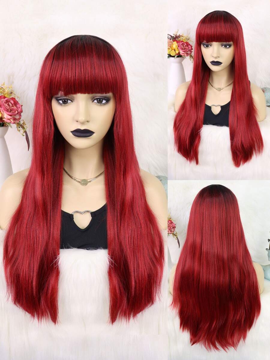 Tóc giả tổng hợp dài thẳng có tóc mái - Nhiều màu - Xem 1