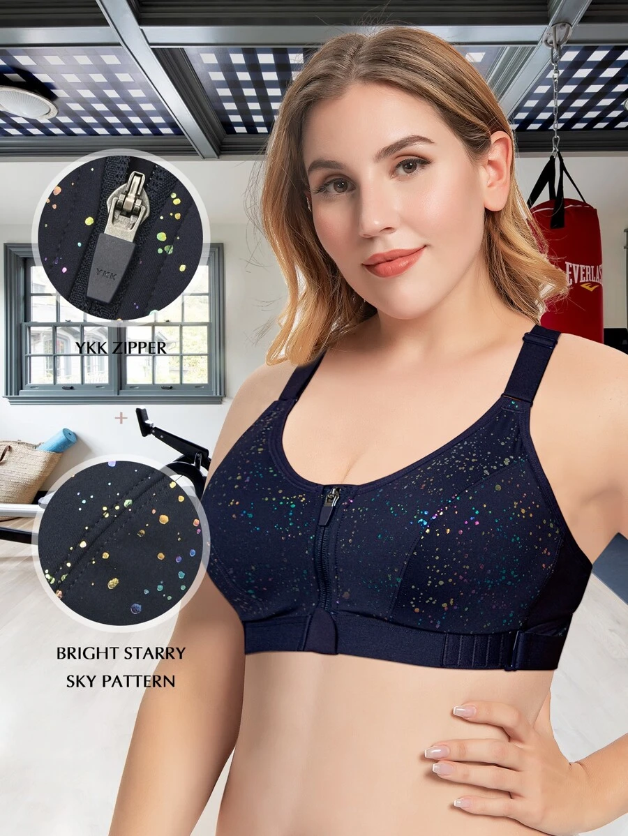 Áo ngực thể thao WINGSLOVE Plus hỗ trợ cao, thoáng khí, mềm mại, có khóa kéo. - Màu xanh hải quân - Xem 1