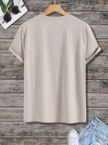 Manfinity Men Plus Sculpture & Letter Graphic Tee - Khaki - View 5