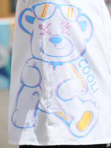 SHEIN 男孩熊和字母圖案西裝領襯衫