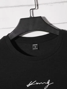 Manfinity Men Letter Graphic Two Tone Tee - Mustard Yellow - View 4