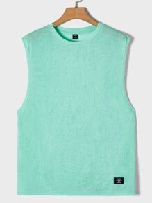 Manfinity Men Letter Patched Detail Tank Top - Mint Blue - View 5