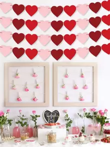 Bandera de tracción de decoración de corazón de 10 piezas, pancarta romántica de San Valentín de tela no tejida para decoración de fiesta - Multicolor - Ver 1