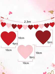 Bandera de tracción de decoración de corazón de 10 piezas, pancarta romántica de San Valentín de tela no tejida para decoración de fiesta - Multicolor - Ver 3