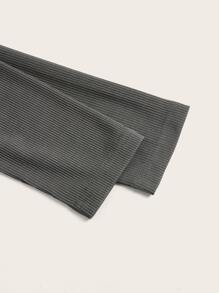 ROMWE Solid Ruched Tee - Dark Grey - View 3