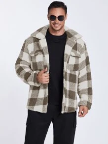 Manfinity 男士大方格圖案翻蓋口袋花呢外套 - 彩色 - 查看 3