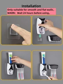 1pc Automatic Toothpaste Squeezer & 1pc Toothbrush Storage Rack - Multicolor - View 6