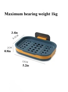 1pc Double-layer Punch-free Wall Mounted Soap Dish - Blue - View 4
