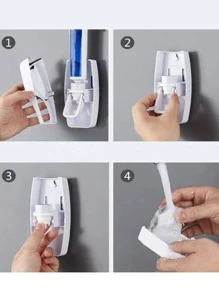 1入組自動牙膏擠壓器和1入組牙刷收納架 - 粉色 - 查看 5