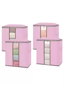 4pcs Solid Quilt Storage Bag - Pink - View 1