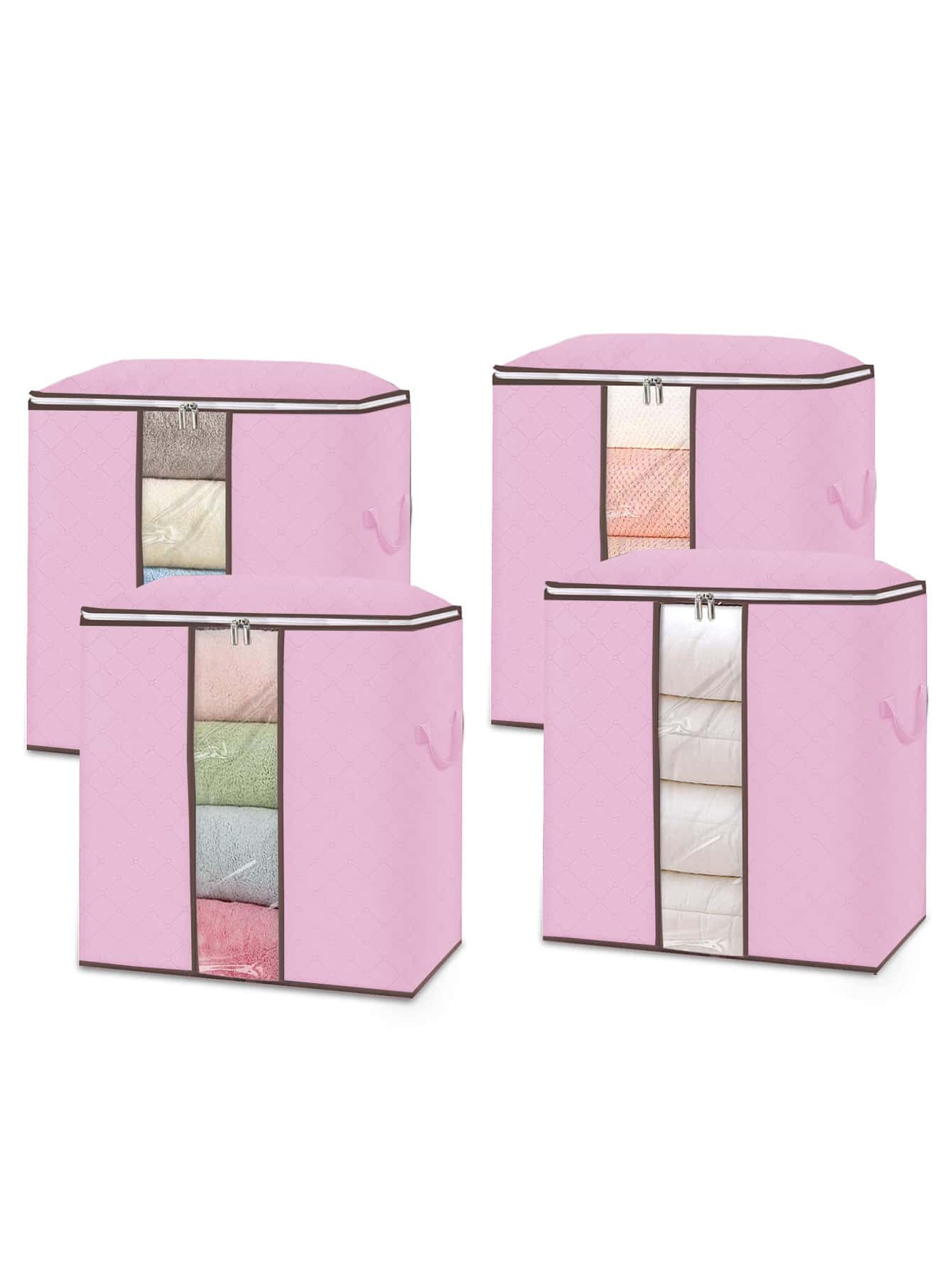 4pcs Solid Quilt Storage Bag - Pink - View 1