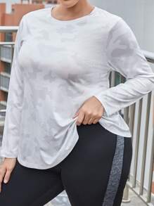 Plus Camo Print Sports Tee - White - View 1