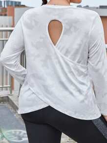 Plus Camo Print Sports Tee - White - View 5