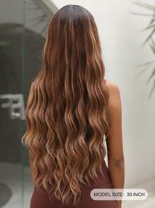 30英寸长棕色卷发假发，带刘海，耐热合成假发，适合日常佩戴、派对和角色扮演（请注意：由于拍摄时的光线和角度，实际产品颜色可能与图片略有不同。请仔细遵循假发佩戴和保养说明。）
