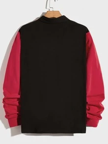 Manfinity Men Letter Graphic Colourblock Polo Shirt - Multicolor - View 2