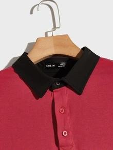 Manfinity Men Letter Graphic Colourblock Polo Shirt - Multicolor - View 3