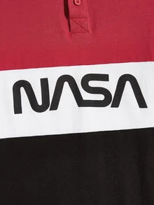 Manfinity Men Letter Graphic Colourblock Polo Shirt - Multicolor - View 4