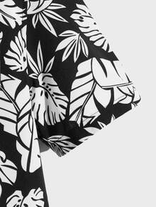 Manfinity Men Tropical Print Shirt Without Tee - Black and White - View 3