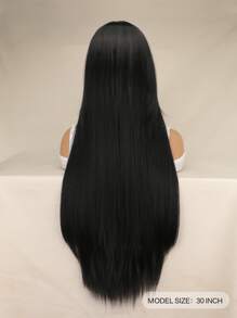 Tóc giả tổng hợp siêu dài thẳng có tóc mái - màu đen - Xem 2