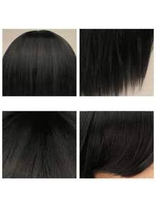 Tóc giả tổng hợp siêu dài thẳng có tóc mái - màu đen - Xem 5