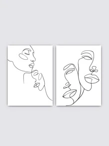 2入組人像圖案無框畫 - 黑與白 - 查看 4