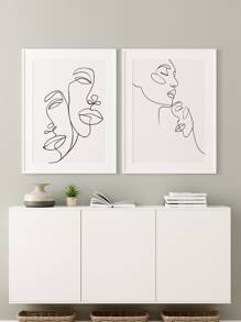 2入組人像圖案無框畫 - 黑與白 - 查看 6