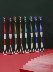 8 piezas Cepillo de dientes de plástico portátil - Multicolor - Ver 1