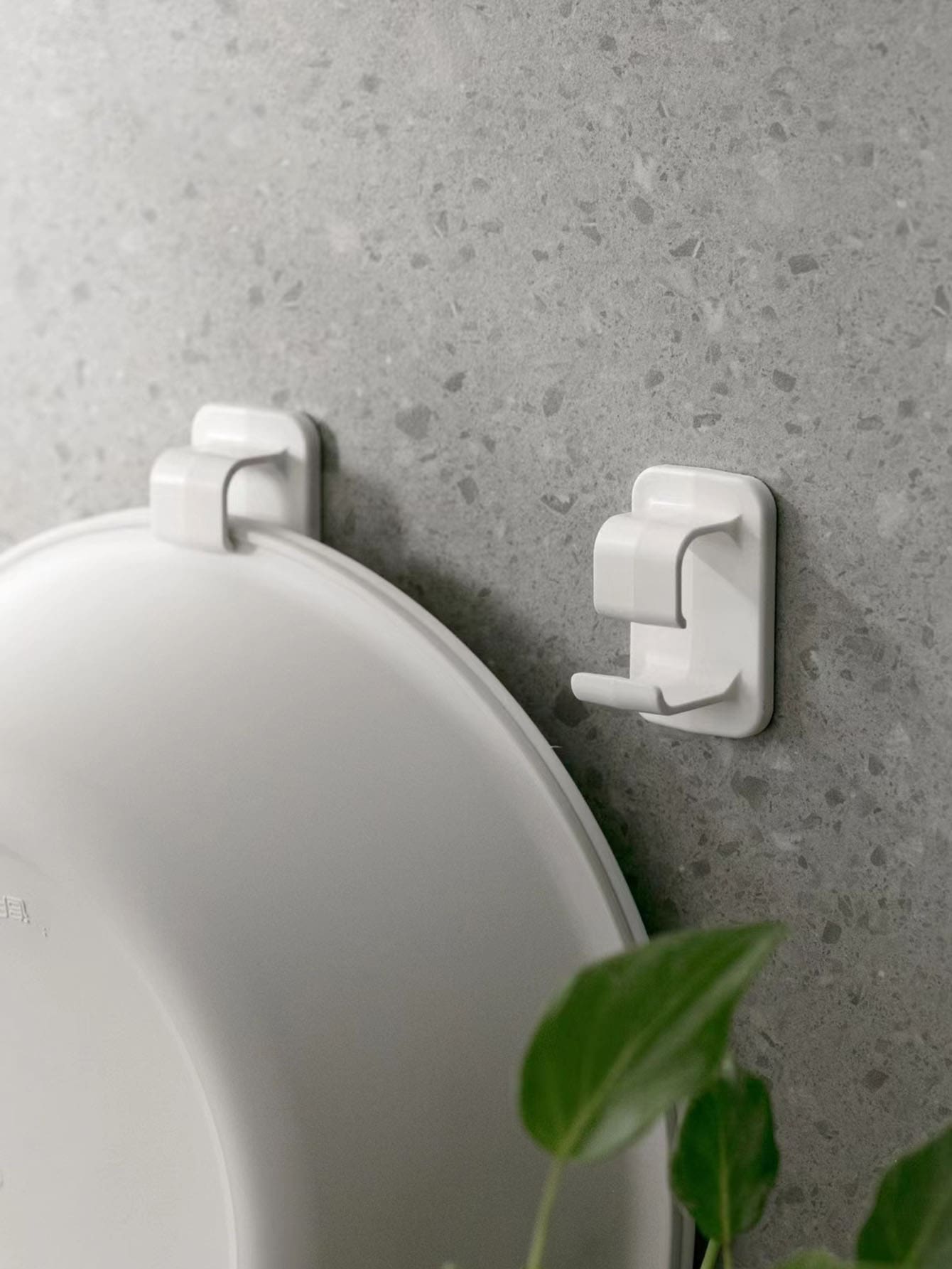 1pc Solid Punch-free Bathroom Hook - White - View 1