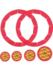 1pc Christmas Solid Color Adjustable Silicone Pizza Ring - Red - View 3