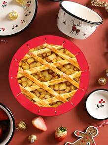 1pc Christmas Solid Color Adjustable Silicone Pizza Ring - Red - View 4