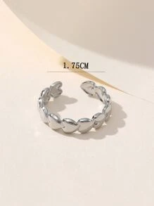 Heart Design Cuff Ring - Silver - View 3
