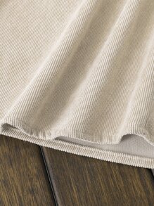 Girls 1pc Solid Corduroy Pinafore Dress - Beige - View 3