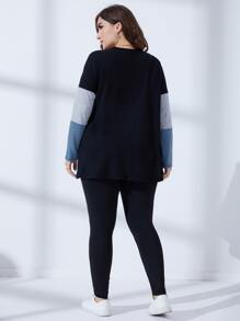 Mulvari Plus Colourblock Longline Tee & Leggings - Multicolor - View 2
