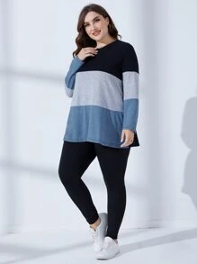 Mulvari Plus Colourblock Longline Tee & Leggings - Multicolor - View 3
