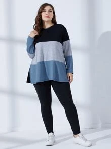 Mulvari Plus Colourblock Longline Tee & Leggings - Multicolor - View 5