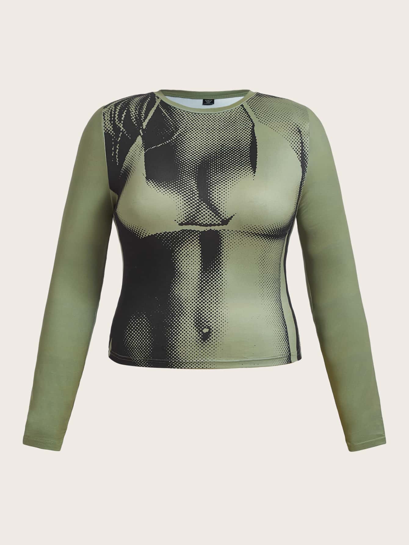 SHEIN ICON T-shirt corps à imprimé carte - Militaire verte - Voir 1