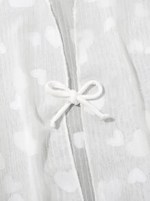 Chicas Kimono con patrón de corazón con cordón delantero - Blanco - Ver 4