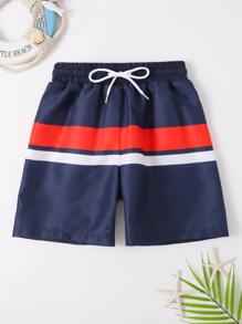 適合青少年男孩穿著的色塊抽繩腰游泳短褲 - 彩色 - 查看 5