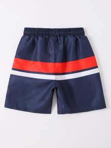 適合青少年男孩穿著的色塊抽繩腰游泳短褲 - 彩色 - 查看 2