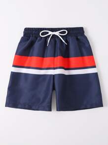 適合青少年男孩穿著的色塊抽繩腰游泳短褲 - 彩色 - 查看 1