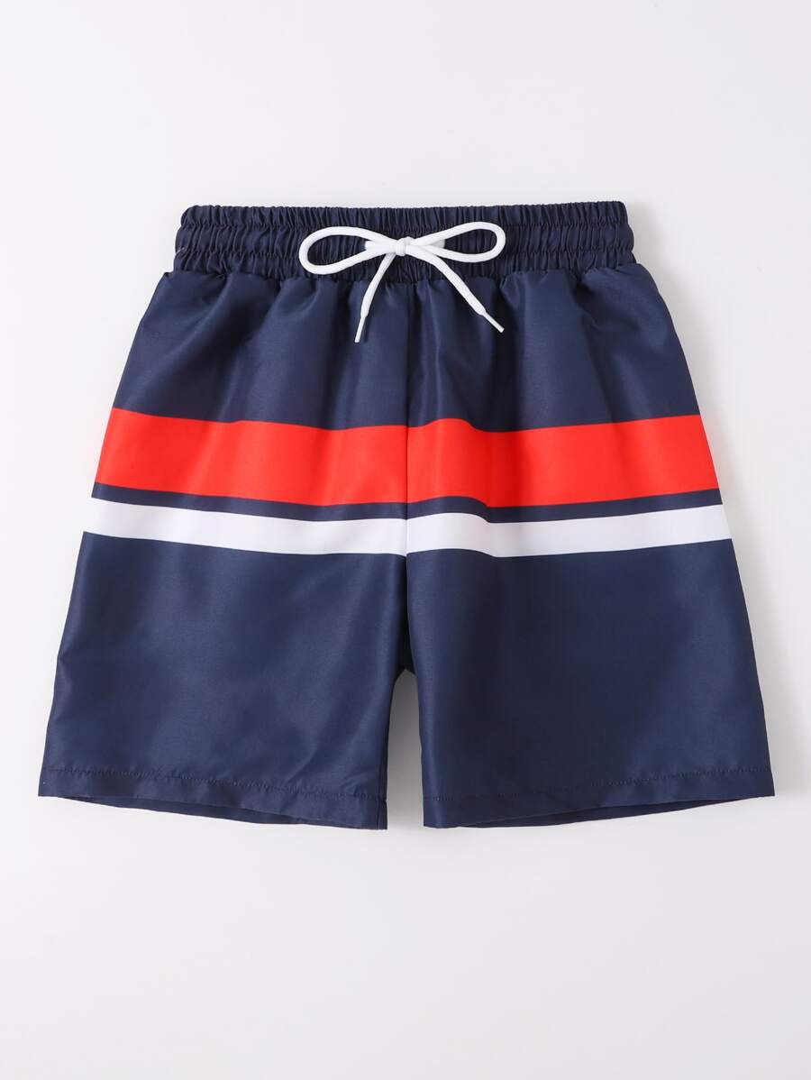 適合青少年男孩穿著的色塊抽繩腰游泳短褲 - 彩色 - 查看 1