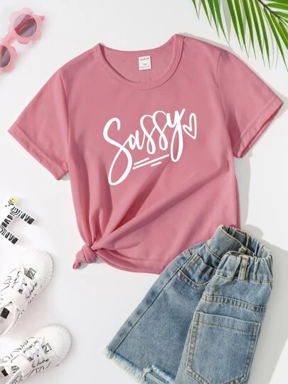 Tween Flicka 1 st. Text Grafik T-Skjortor