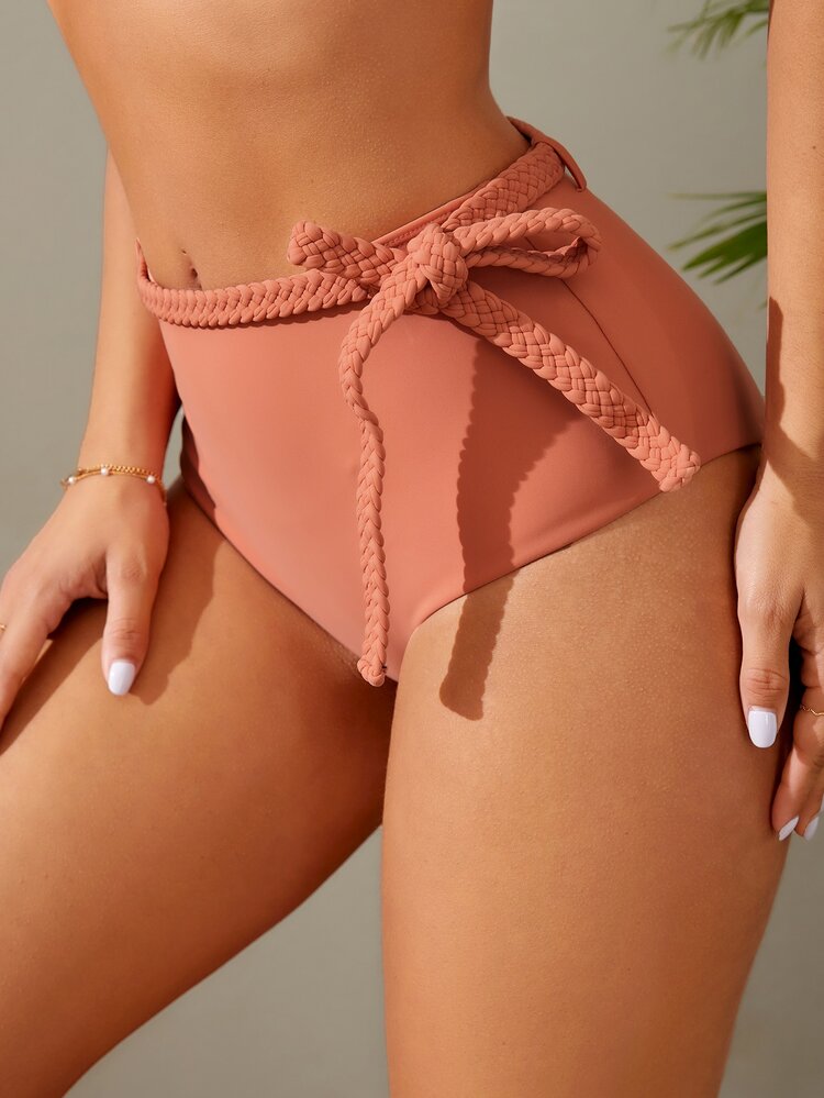 側打結泳褲 - 珊瑚橙 - 查看 5