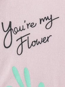 Toddler Girls Cartoon Graphic Tee & Floral Print Shorts Snug Fit PJ Set - Multicolor - View 4