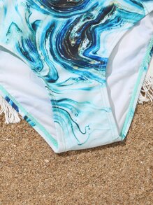 Tween Girl Marble Print Bikini Set Summer Beach - Multicolor - View 4