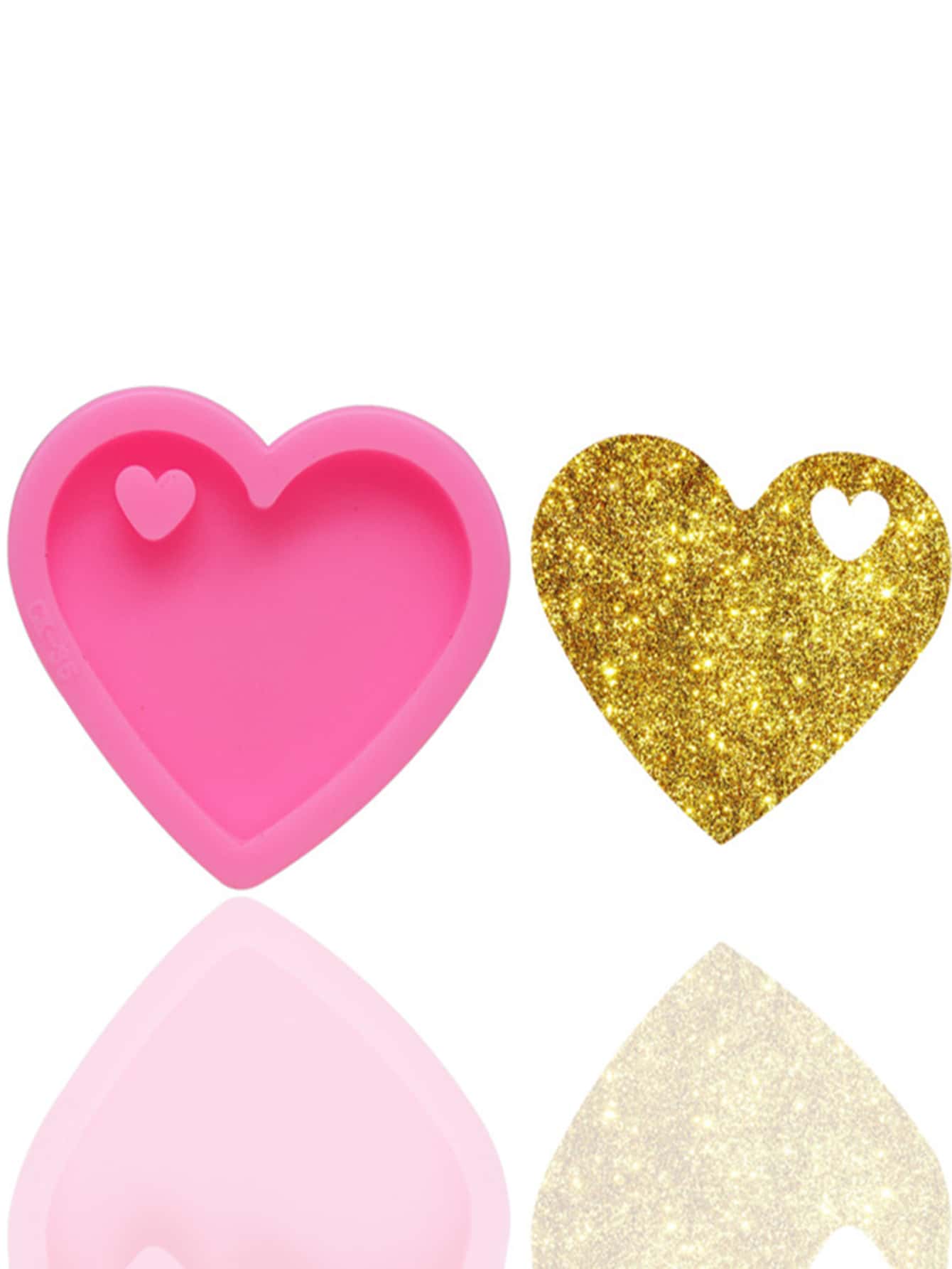 1pc Heart Shaped DIY Silicone Mold - Pink - View 1