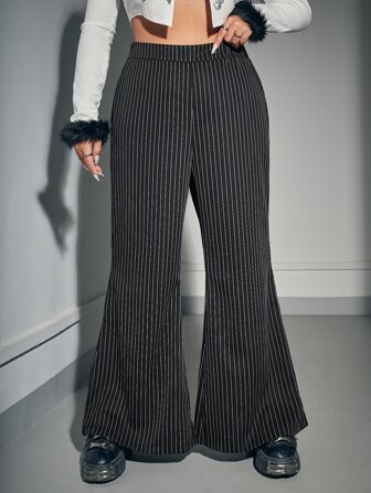 Academia Plus Striped Print Wide Leg Pants