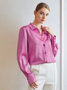 MOTF PREMIUM SATIN STRAIGHT LONGLINE SHIRT - Pink - View 8
